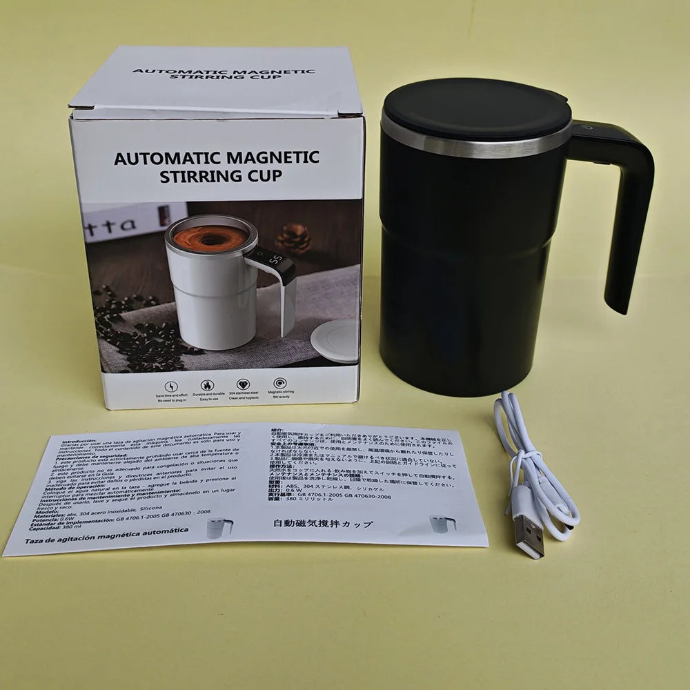 380ML Coffee Cups Electric Automatic Stirring Mug Rechargeable 304 Stainless Steel Mixer Drinkware Touch Magnetic Tea Cup Gifts Solveify