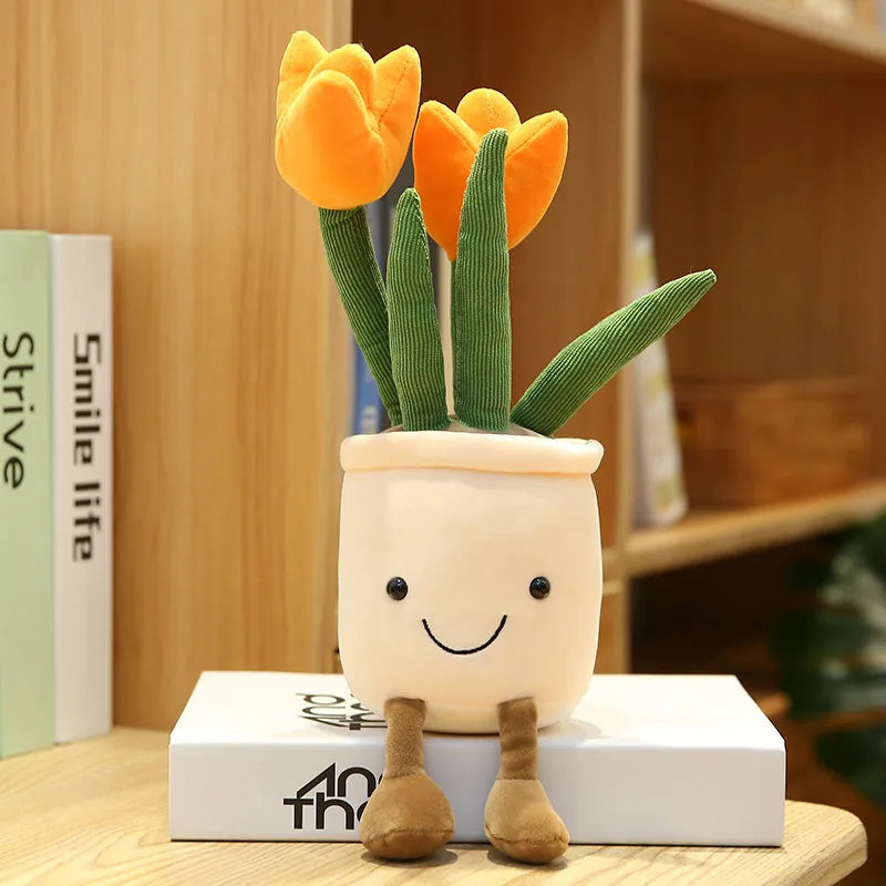 Smiling Tulip Plush Plant Decor Solveify