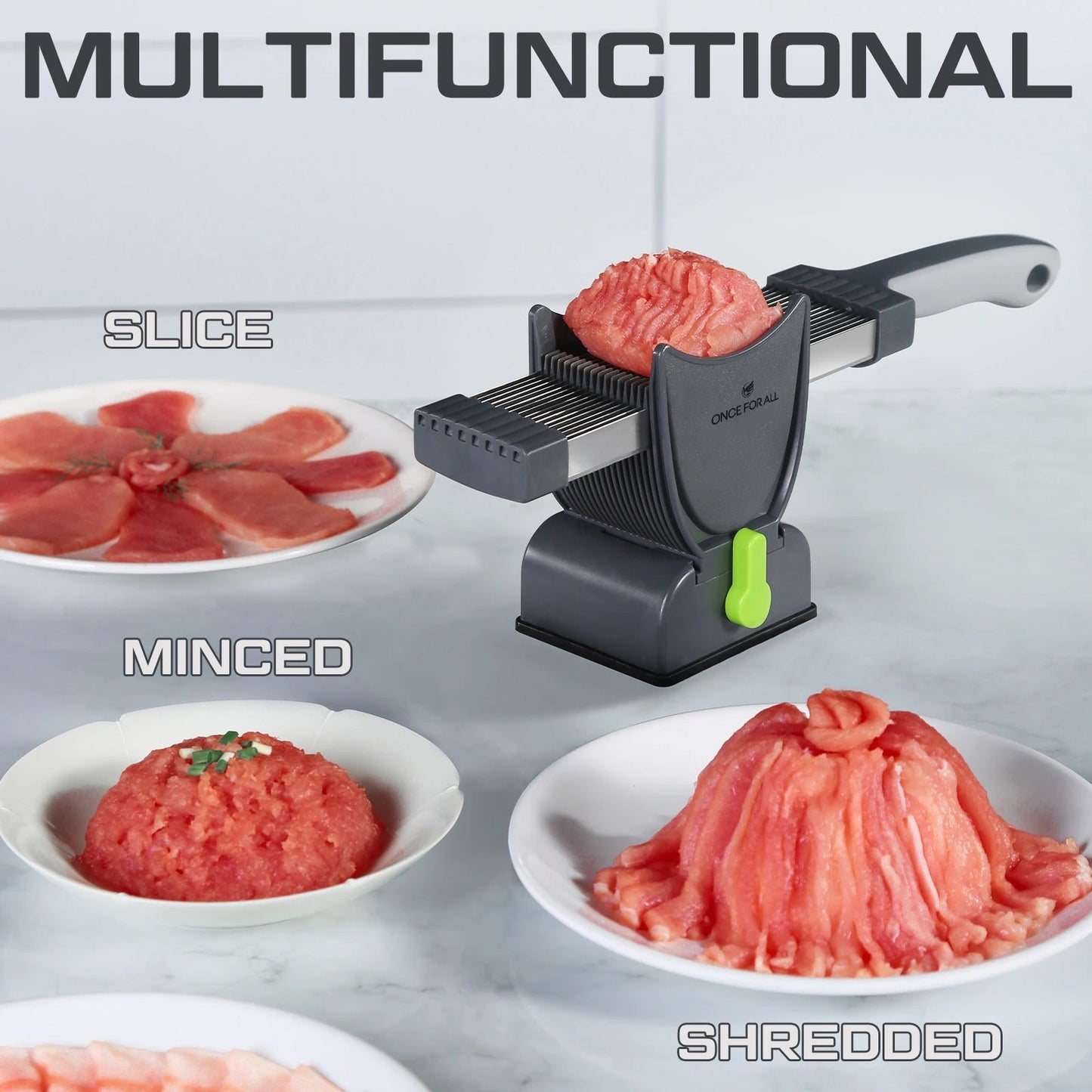 ONCE for All Meat Slicer and  Knife Set for Meat Slicing , Manual Fresh Meat Cutter, Slicer for Beef, Pork, Chicken Breast Solveify