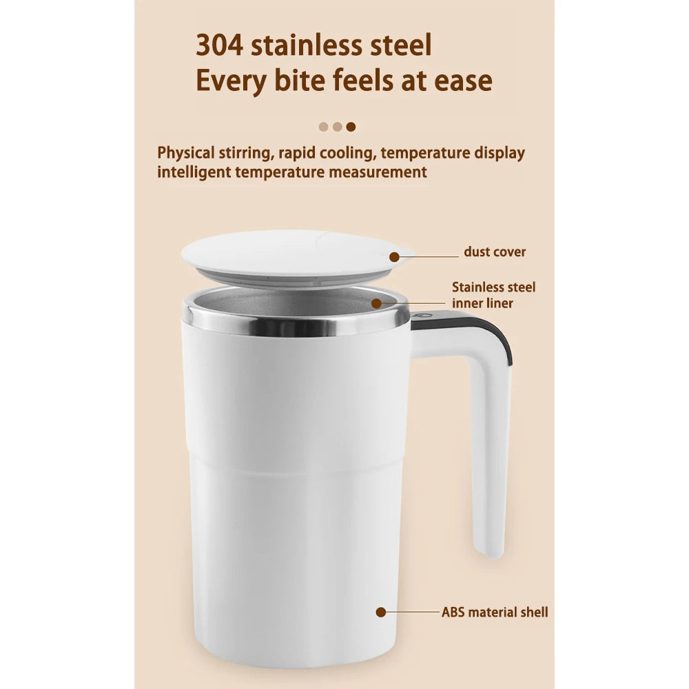 380ML Coffee Cups Electric Automatic Stirring Mug Rechargeable 304 Stainless Steel Mixer Drinkware Touch Magnetic Tea Cup Gifts Solveify