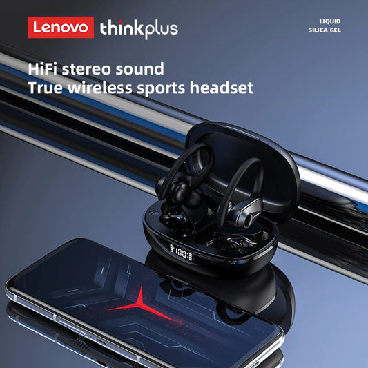 Lenovo LP75 TWS Wireless Bluetooth V5.3 Earphones IPX5 Digital Display Ear Hook Earbuds HiFi Stereo Noise Reduction Headphones Solveify