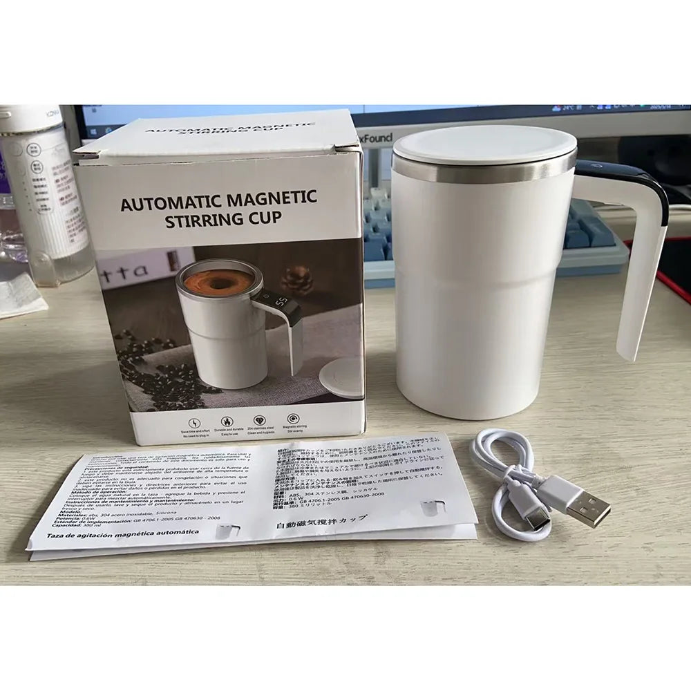 380ML Coffee Cups Electric Automatic Stirring Mug Rechargeable 304 Stainless Steel Mixer Drinkware Touch Magnetic Tea Cup Gifts Solveify