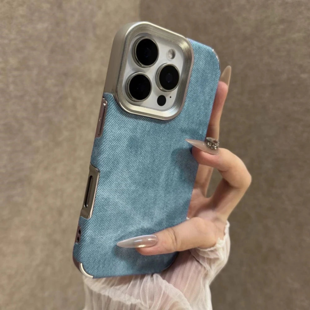 Retro Vintage Cowboy Fabric Case for iPhone 17 Air 16 15 14 13 12 Pro Max 11 Plus Luxury Jeans Soft Bumper Armor Phone Cover Solveify