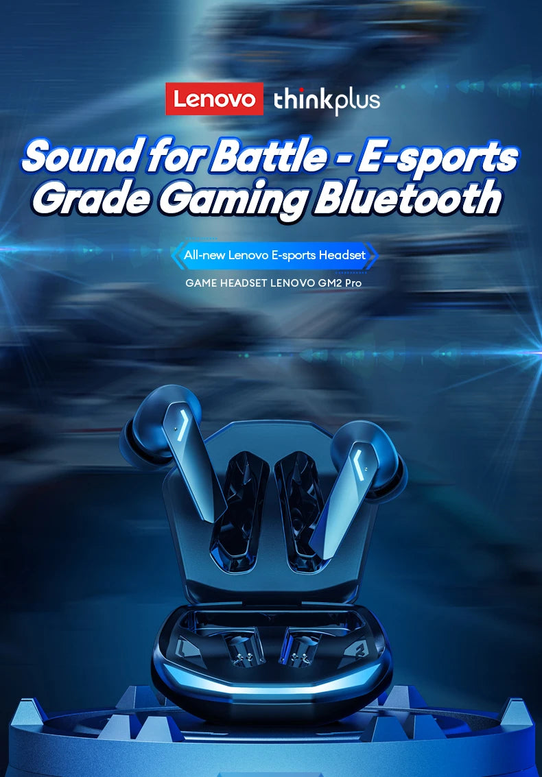 Lenovo GM2 Pro Gaming Earphones Bluetooth 5.3 Sport Headset Dual Mode HD Call Noise Reduction Earbuds with Mic Music Earphones Solveify