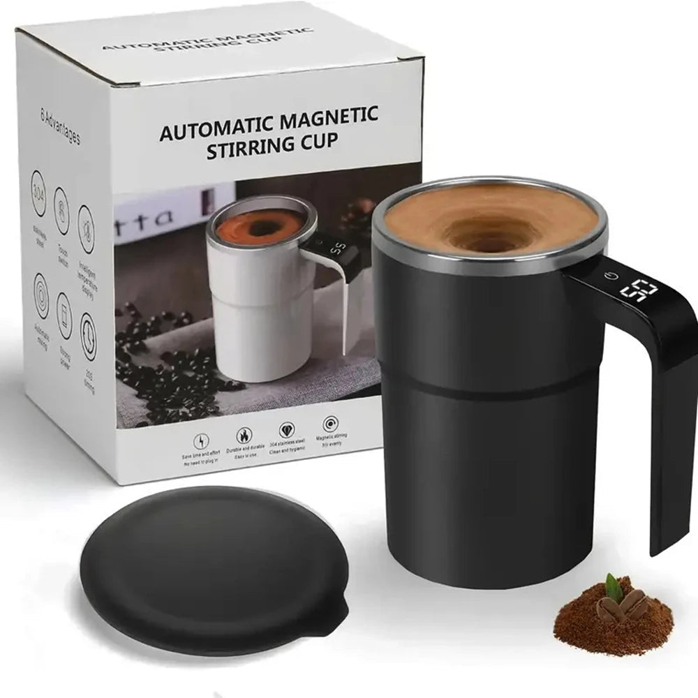 380ML Coffee Cups Electric Automatic Stirring Mug Rechargeable 304 Stainless Steel Mixer Drinkware Touch Magnetic Tea Cup Gifts Solveify