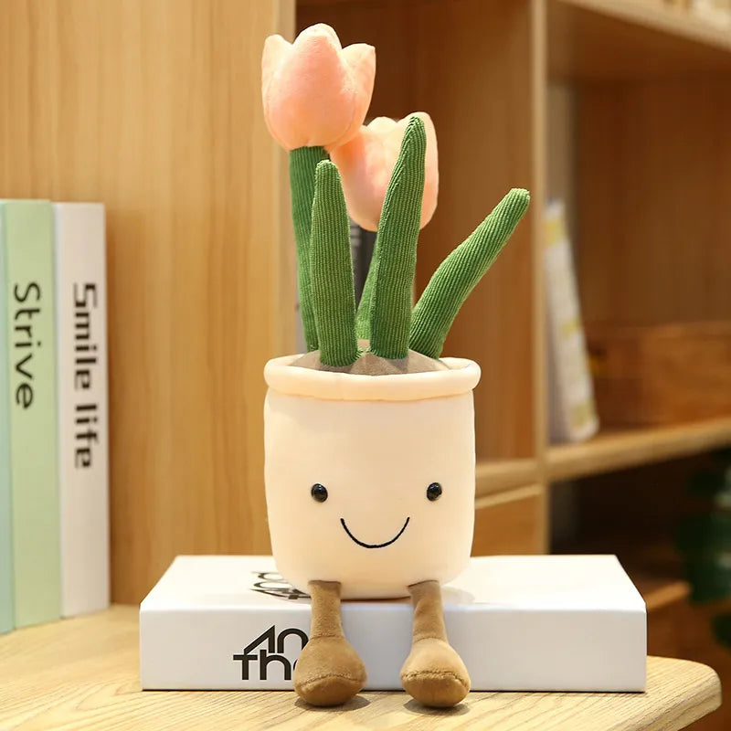 Smiling Tulip Plush Plant Decor Solveify