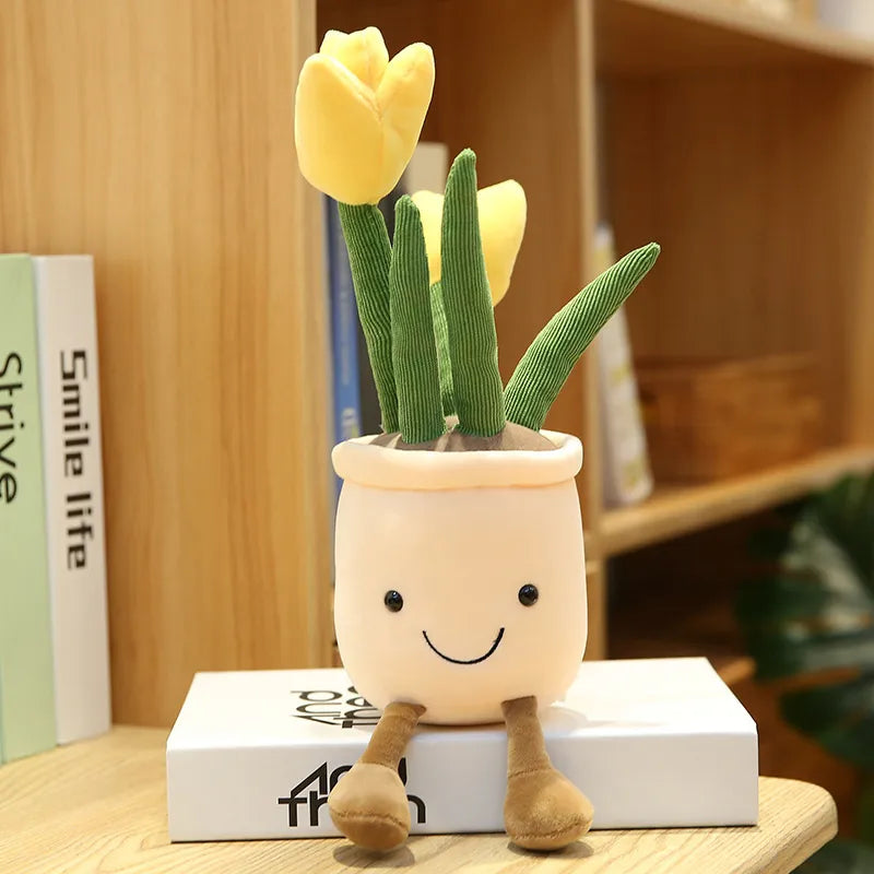 Smiling Tulip Plush Plant Decor Solveify